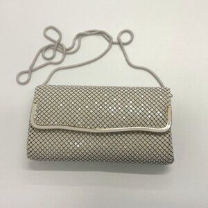 Cream Colored Evening Bag with Metal Mesh